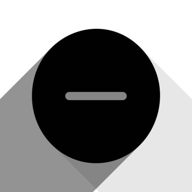 Negatif sembol illüstrasyon. Eksi işareti. Vektör. İki düz gri gölgeler beyaz arka planda siyah simgesi.