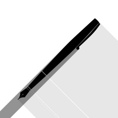 Kalem işareti illüstrasyon. Vektör. İki düz gri gölgeler beyaz arka planda siyah simgesi.