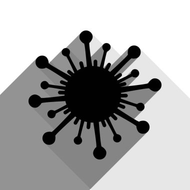 Virüs işareti illüstrasyon. Vektör. İki düz gri gölgeler beyaz arka planda siyah simgesi.