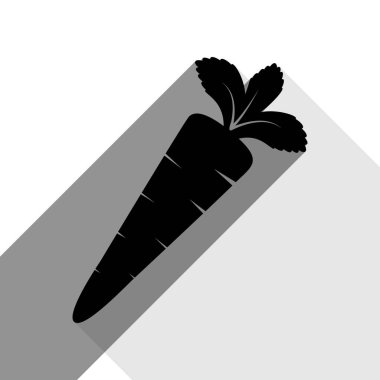 Havuç işareti illüstrasyon. Vektör. İki düz gri gölgeler beyaz arka planda siyah simgesi.