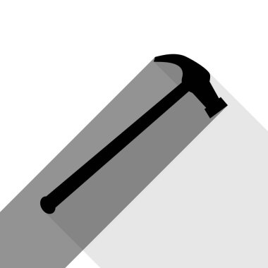 Basit simge gördüm. Vektör. İki düz gri gölgeler beyaz arka planda siyah simgesi.