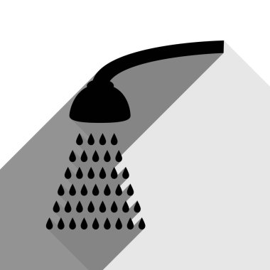 Duş basit kayıt. Vektör. İki düz gri gölgeler beyaz arka planda siyah simgesi.