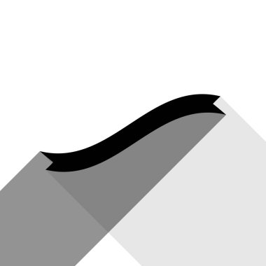 Afiş şerit işareti. Vektör. İki düz gri gölgeler beyaz arka planda siyah simgesi.