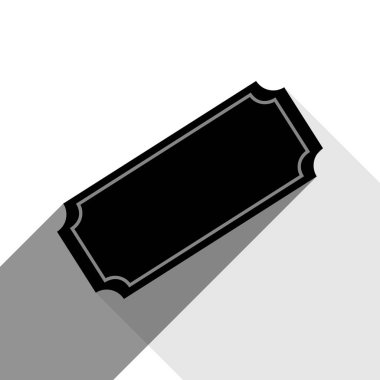 Bilet işareti illüstrasyon. Vektör. İki düz gri gölgeler beyaz arka planda siyah simgesi.