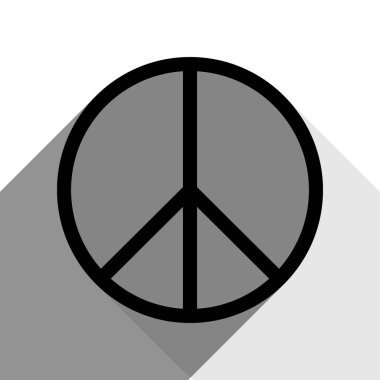 Barış işareti illüstrasyon. Vektör. İki düz gri gölgeler beyaz arka planda siyah simgesi.