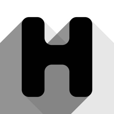 H harfi işareti şablon öğesi tasarım. Vektör. İki düz gri gölgeler beyaz arka planda siyah simgesi.