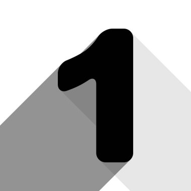 1 numaralı işaret tasarım şablonu öğesi. Vektör. İki düz gri gölgeler beyaz arka planda siyah simgesi.