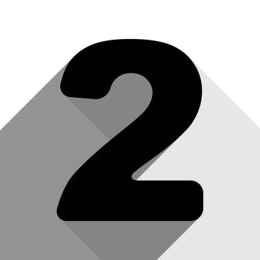 2 numaralı işaret tasarım şablonu öğeleri. Vektör. İki düz gri gölgeler beyaz arka planda siyah simgesi.