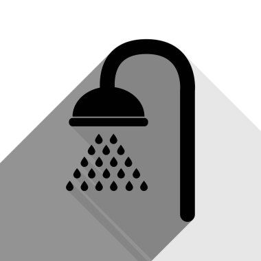 Duş işareti. Vektör. İki düz gri gölgeler beyaz arka planda siyah simgesi.