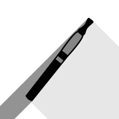 E-Sigara işareti. Vektör. İki düz gri gölgeler beyaz arka planda siyah simgesi.