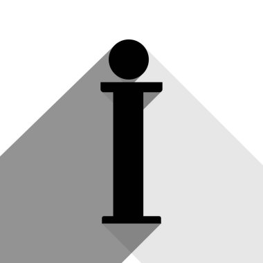 Bilgi işareti. Vektör. İki düz gri gölgeler beyaz arka planda siyah simgesi.