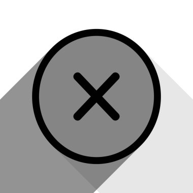 İşareti illüstrasyon çapraz. Vektör. İki düz gri gölgeler beyaz arka planda siyah simgesi.