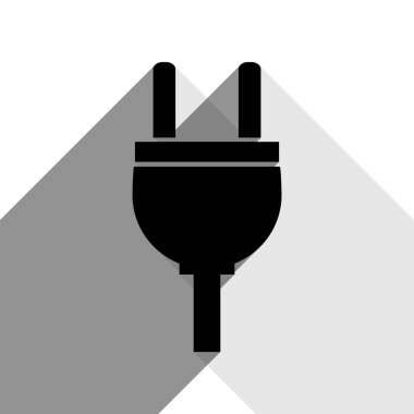 Soket işareti illüstrasyon. Vektör. İki düz gri gölgeler beyaz arka planda siyah simgesi.