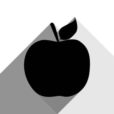Elma işaret illüstrasyon. Vektör. İki düz gri gölgeler beyaz arka planda siyah simgesi.