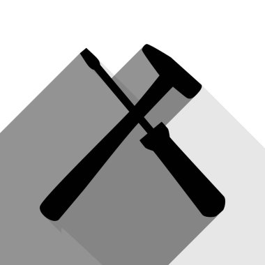 Araçlar illüstrasyon işareti. Vektör. İki düz gri gölgeler beyaz arka planda siyah simgesi.