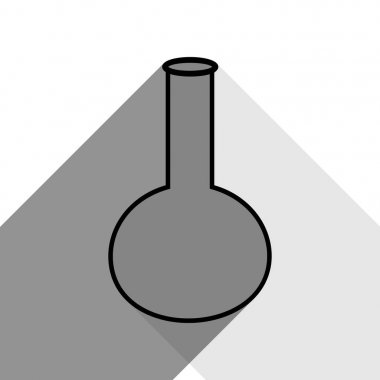 Tüp. Laboratuvar cam işareti. Vektör. İki düz gri gölgeler beyaz arka planda siyah simgesi.