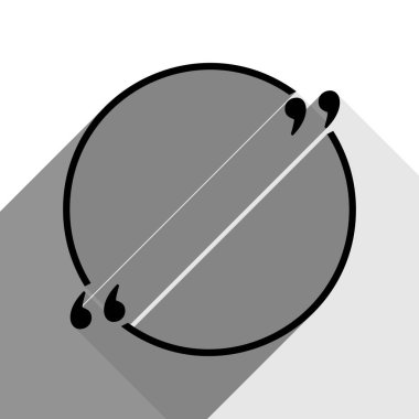 Metin tırnak işareti. Vektör. İki düz gri gölgeler beyaz arka planda siyah simgesi.