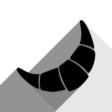 Kruvasan basit kayıt. Vektör. İki düz gri gölgeler beyaz arka planda siyah simgesi.