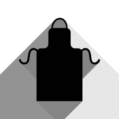 Önlük basit kayıt. Vektör. İki düz gri gölgeler beyaz arka planda siyah simgesi.