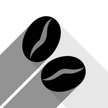 Kahve çekirdekleri işareti. Vektör. İki düz gri gölgeler beyaz arka planda siyah simgesi.