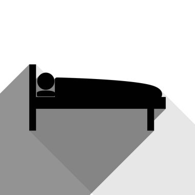 Hastane illüstrasyon işareti. Vektör. İki düz gri gölgeler beyaz arka planda siyah simgesi.