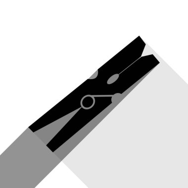 Giysi peg işareti. Vektör. İki düz gri gölgeler beyaz arka planda siyah simgesi.