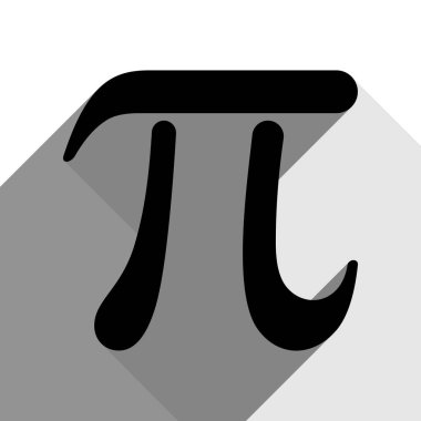 Pi Yunanca harf işareti. Vektör. İki düz gri gölgeler beyaz arka planda siyah simgesi.