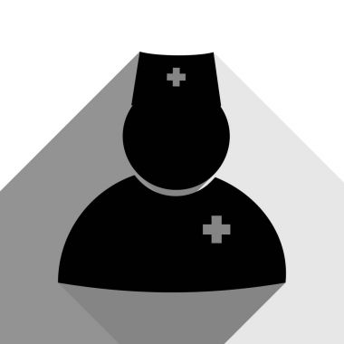 Doktor işareti illüstrasyon. Vektör. İki düz gri gölgeler beyaz arka planda siyah simgesi.