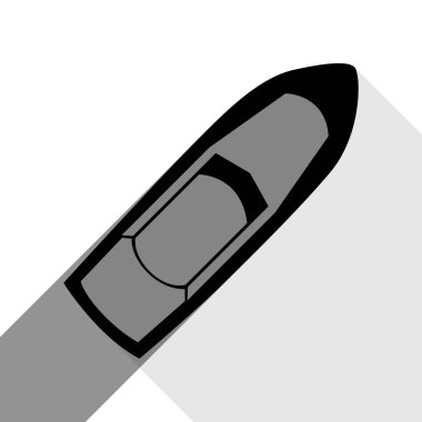 Tekne işareti. Vektör. İki düz gri gölgeler beyaz arka planda siyah simgesi.