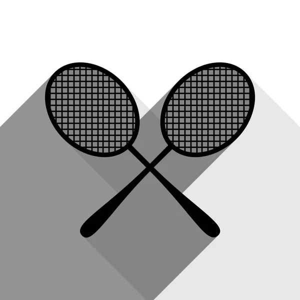 Deux pancartes de tennis. Vecteur. Icône noire avec deux ombres grises plates sur fond blanc . — Image vectorielle