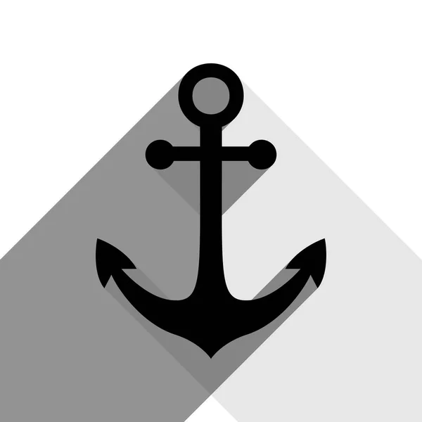 Icona di ancoraggio. Vettore. Icona nera con due ombre grigie piatte su sfondo bianco . — Vettoriale Stock