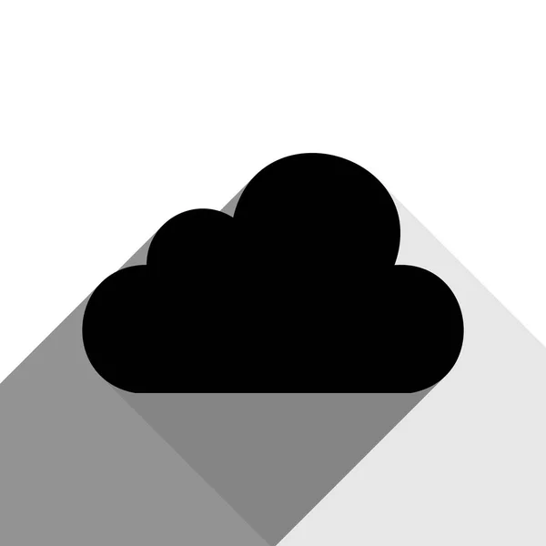 Ilustración del signo de nube. Vector. Icono negro con dos sombras grises planas sobre fondo blanco . — Vector de stock