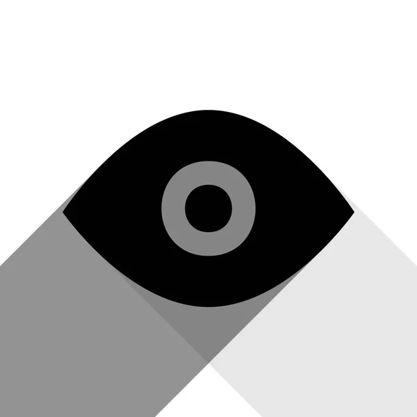 Ilustración de signos oculares. Vector. Icono negro con dos sombras grises planas sobre fondo blanco . — Vector de stock