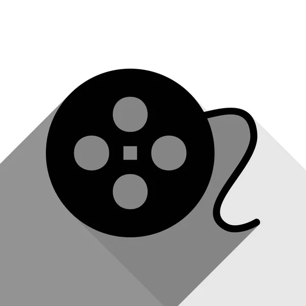 Signo circular de película. Vector. Icono negro con dos sombras grises planas sobre fondo blanco . — Vector de stock