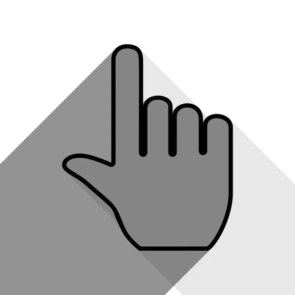 Hand sign illustration. Vector. Black icon with two flat gray shadows on white background. — Stock Vector