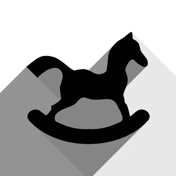 Señal de juguete de caballo. Vector. Icono negro con dos sombras grises planas sobre fondo blanco . — Vector de stock