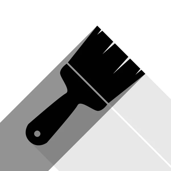 Pinselzeichenillustration. Vektor. schwarzes Symbol mit zwei flachen grauen Schatten auf weißem Hintergrund. — Stockvektor