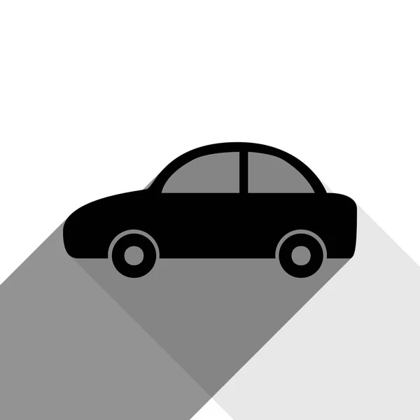 Illustration de signe de voiture. Vecteur. Icône noire avec deux ombres grises plates sur fond blanc . — Image vectorielle