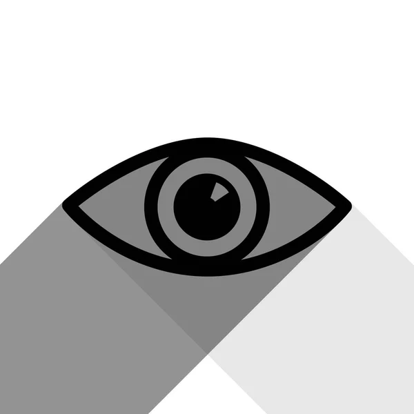 目の印のイラスト。ベクトル。白い背景の上の 2 つのフラット グレー影と黒のアイコン. — ストックベクタ