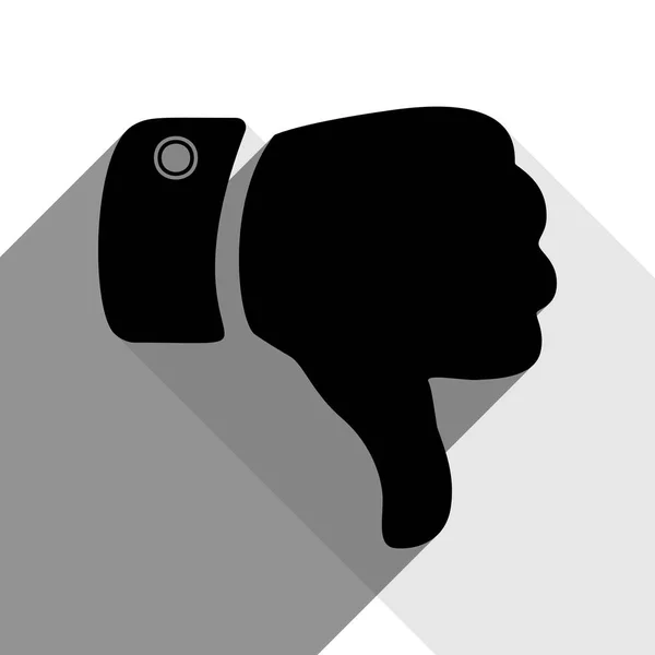 Illustrazione del segno della mano. Vettore. Icona nera con due ombre grigie piatte su sfondo bianco . — Vettoriale Stock