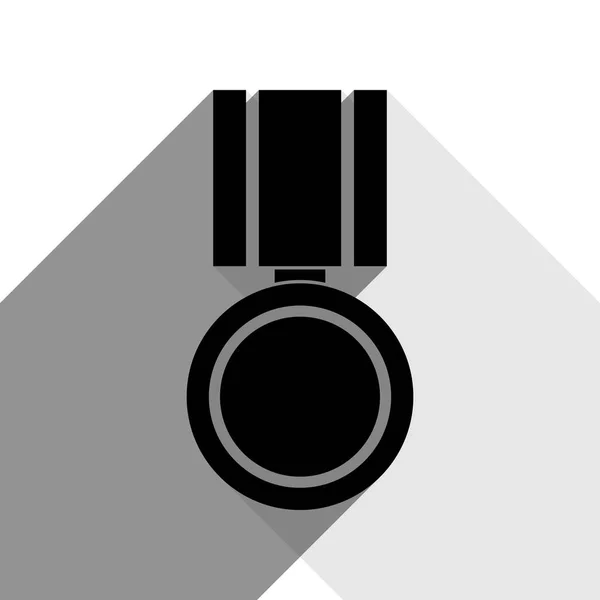 Μετάλλιο σημάδι εικονογράφηση. Διάνυσμα. Μαύρο εικονίδιο με δύο επίπεδη γκρι σκιές πάνω σε λευκό φόντο. — Διανυσματικό Αρχείο