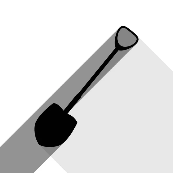 Лопата для роботи в саду. Вектор. Чорна ікона з двома плоскими сірими тінями на білому тлі . — стоковий вектор