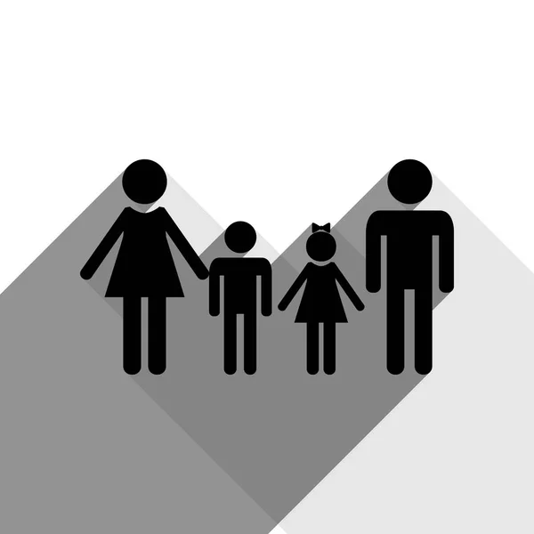 Znak dla rodzin z dziećmi. Wektor. Czarna ikona z dwóch płaskich szare cienie na białym tle. — Wektor stockowy