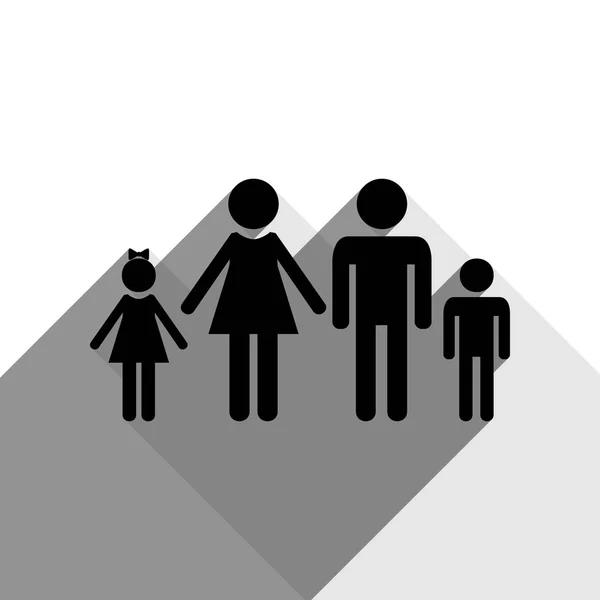 Familj logga illustration. Vektor. Svart ikon med två platt grå skuggor på vit bakgrund. — Stock vektor