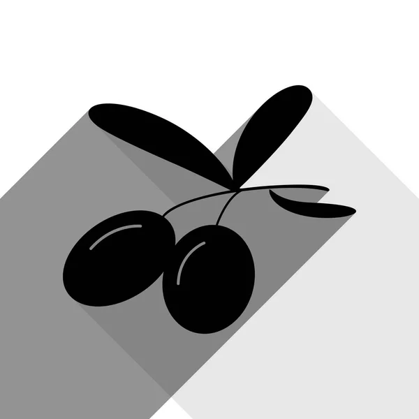 Illustration du signe des olives. Vecteur. Icône noire avec deux ombres grises plates sur fond blanc . — Image vectorielle