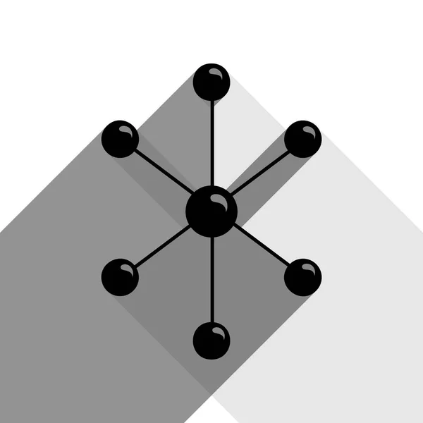 Ilustração do sinal da molécula. Vector. Ícone preto com duas sombras planas cinza no fundo branco . —  Vetores de Stock