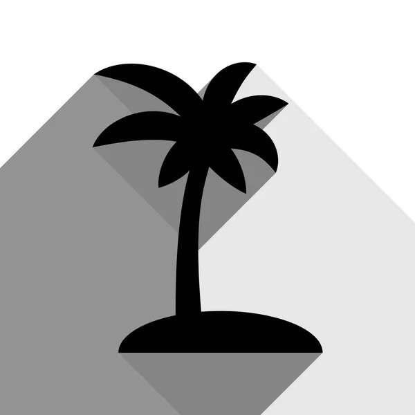 Coconut palm tree znamení. Vektor. Černá ikona s dvěma ploché šedé stíny na bílém pozadí. — Stockový vektor