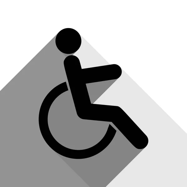 Иллюстрация знака инвалида. Вектор. Черная иконка с двумя плоскими серыми тенями на белом фоне . — стоковый вектор