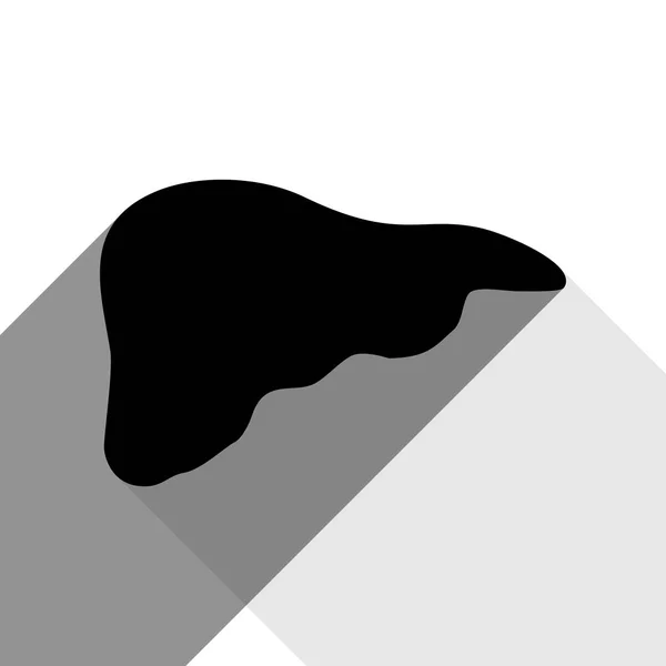 Ανθρώπινη ανατομία. Σημάδι του συκωτιού. Διάνυσμα. Μαύρο εικονίδιο με δύο επίπεδη γκρι σκιές πάνω σε λευκό φόντο. — Διανυσματικό Αρχείο
