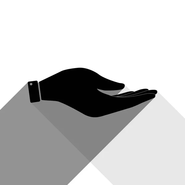 Signo de mano ilustración. Vector. Icono negro con dos sombras grises planas sobre fondo blanco . — Archivo Imágenes Vectoriales